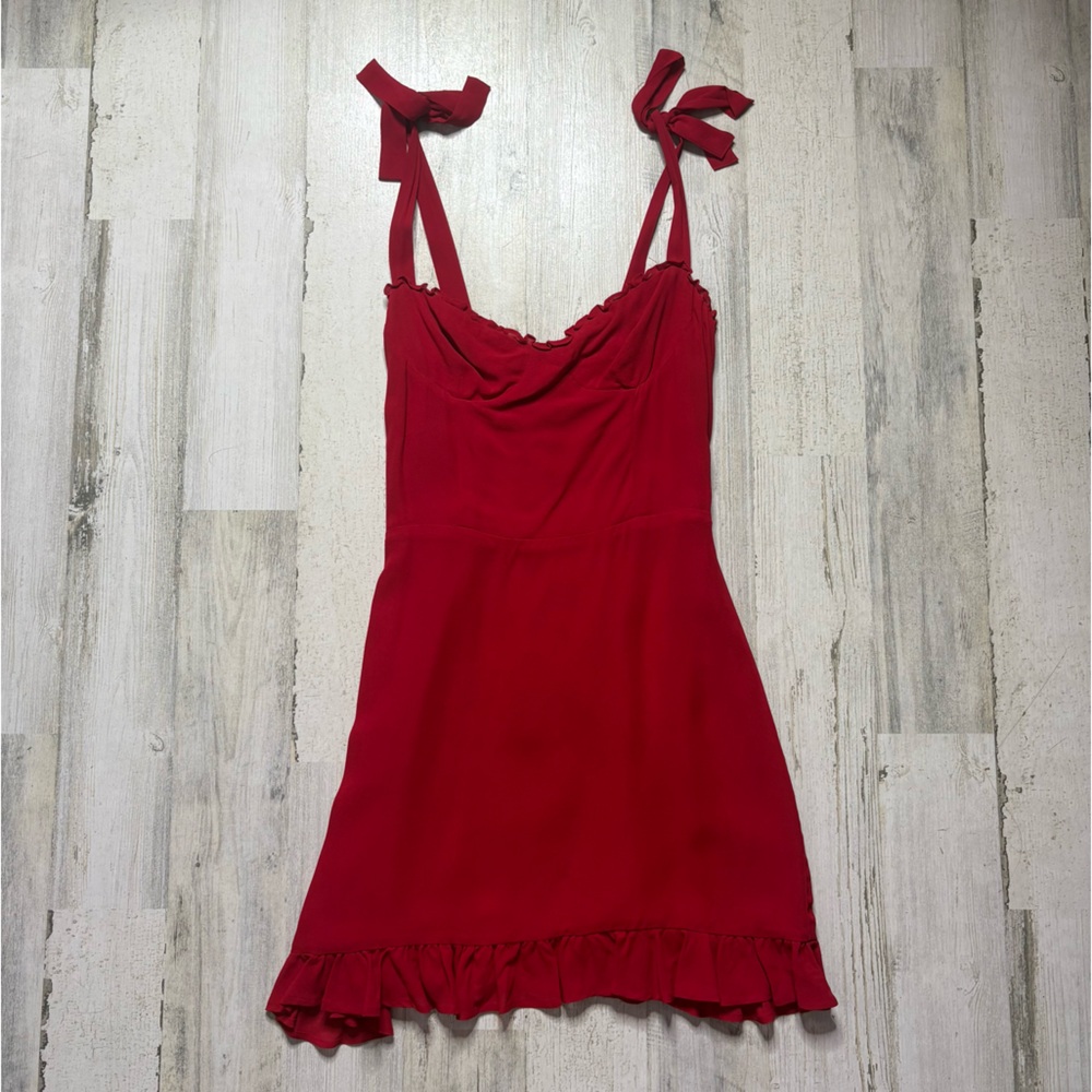 Reformation Christine Mini Dress In Lipstick Red Size 4 - Picture 3 of 6